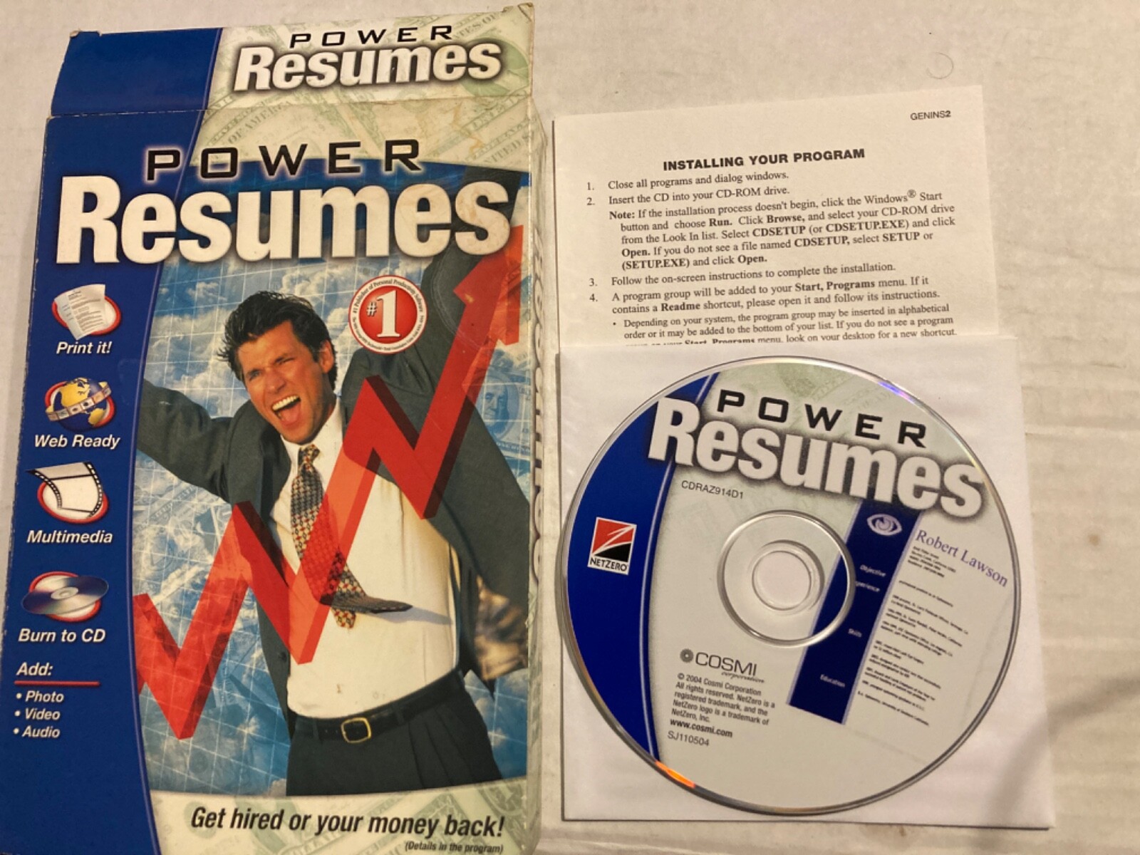 Power Resumes: Get hired or your money back!(PC, 2004, Cosmi)