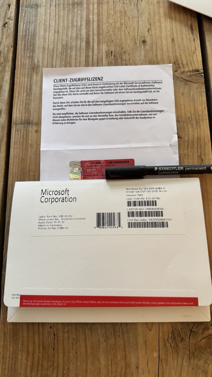 Windows Server 2019 Standard 16 Core + 5 RDS User Cal German with VAT Invoice