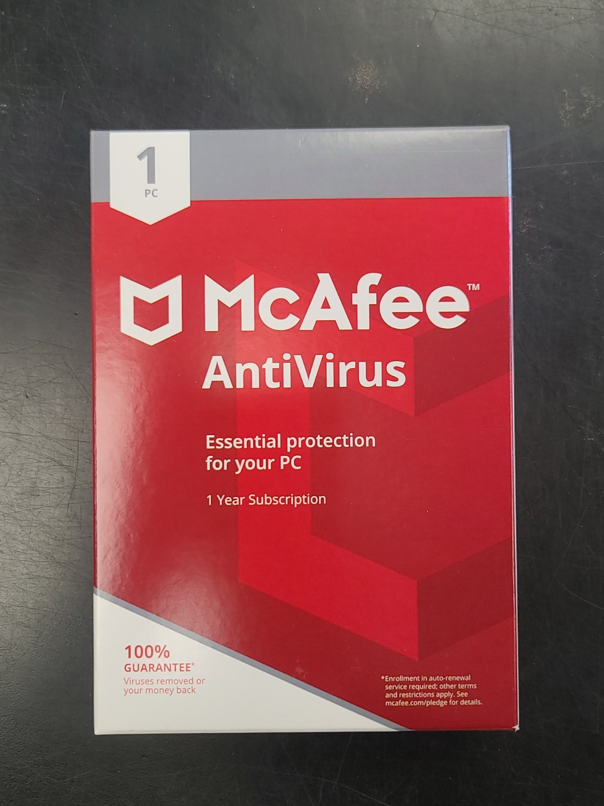 McAfee AntiVirus Software 1PC 1 Year Windows 10, 8.1, 8, 7 Protection 32/64 Bit