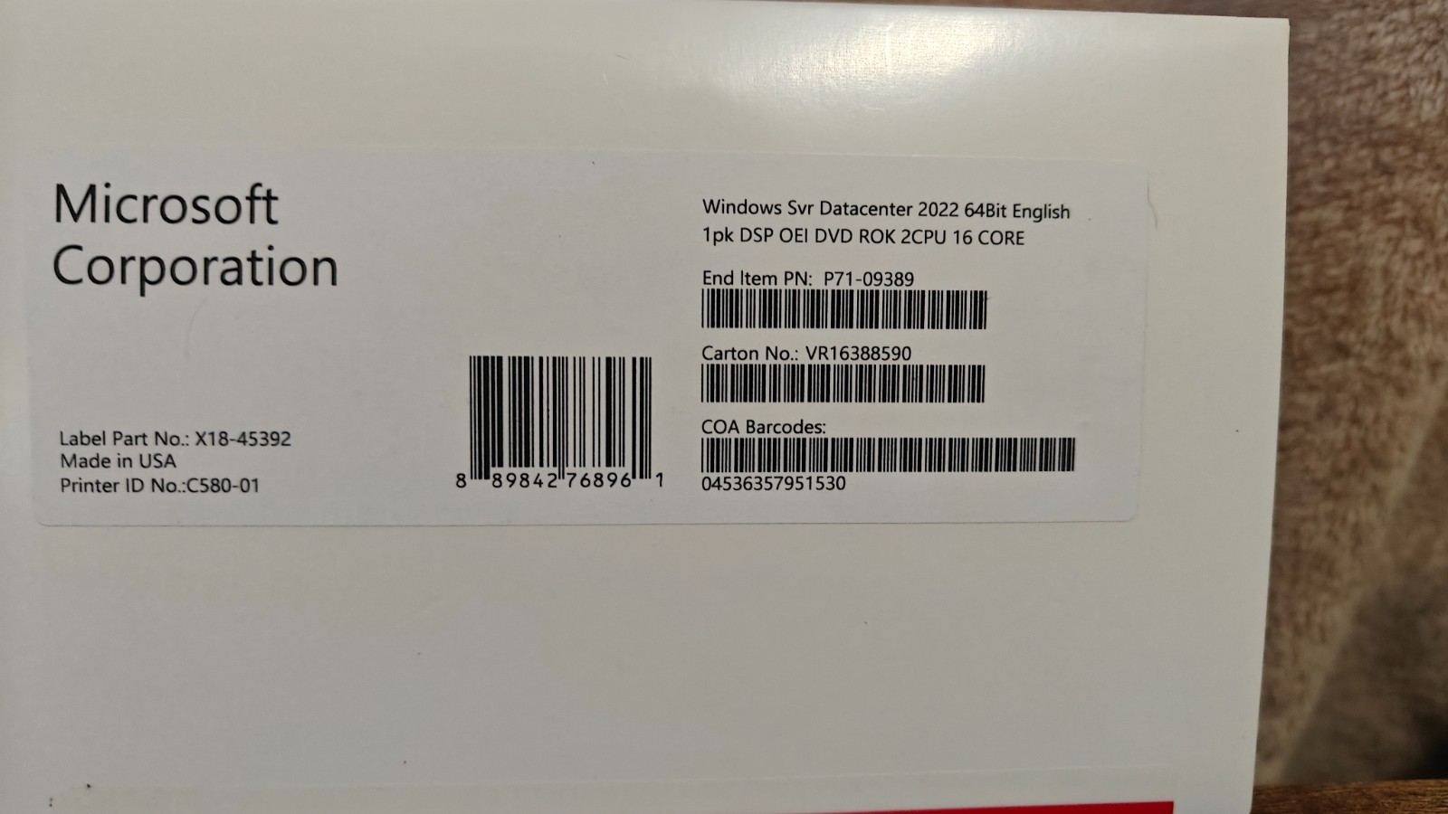 Windows Server 2022 Datacenter Edition – 16 Core License/∞VM (P71-09389)