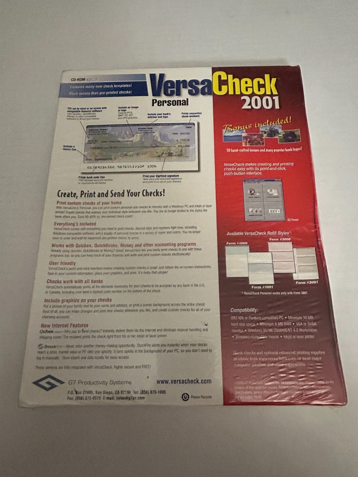 Versa Check 2001 Personal Edition CD-ROM with 100 Blank Checks (New/Sealed)