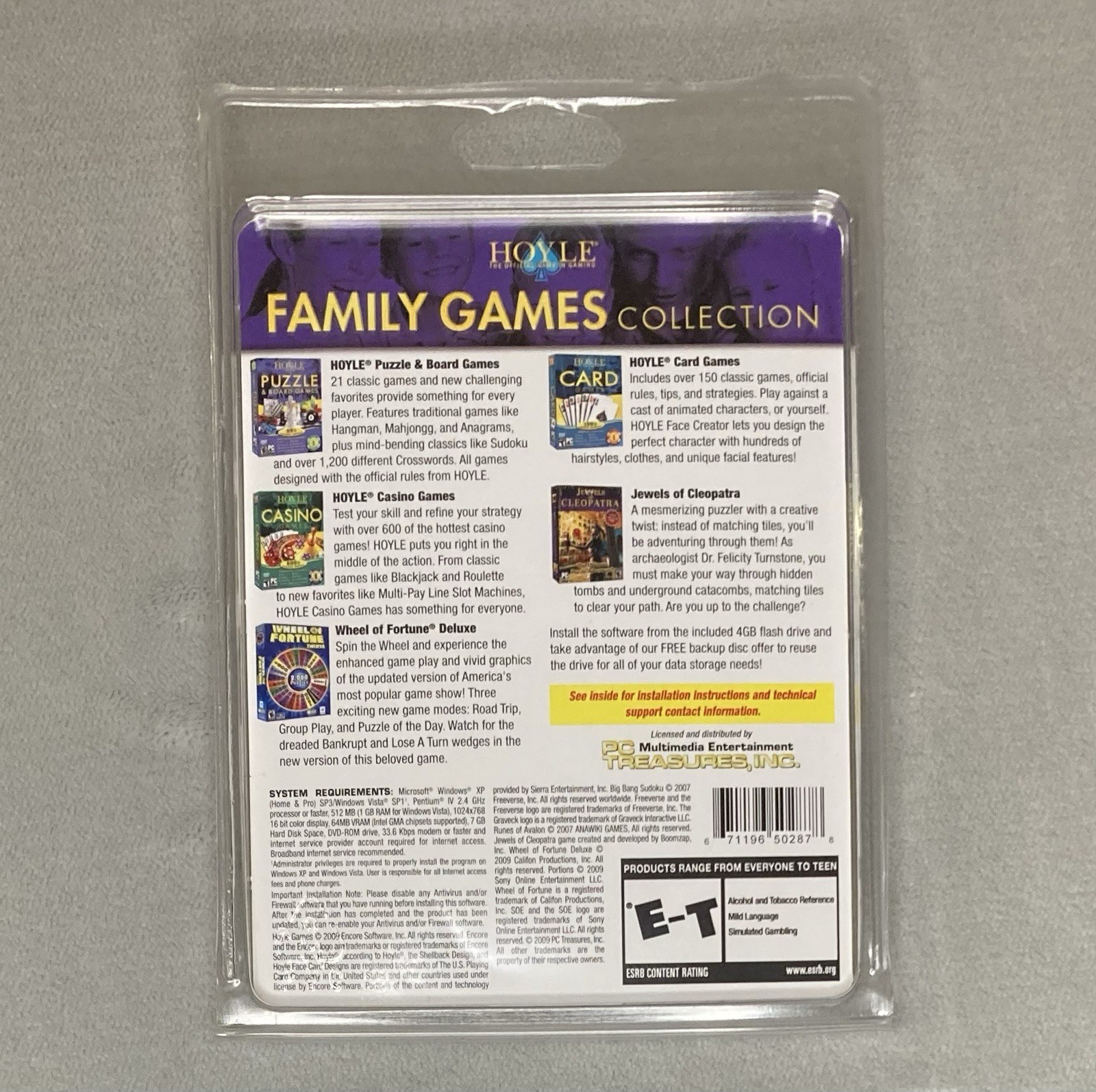 HOYLE FAMILY GAMES COLLECTION 4GB USB DRIVE PLUS SOFTWARE FULL GAMES BRAND New!